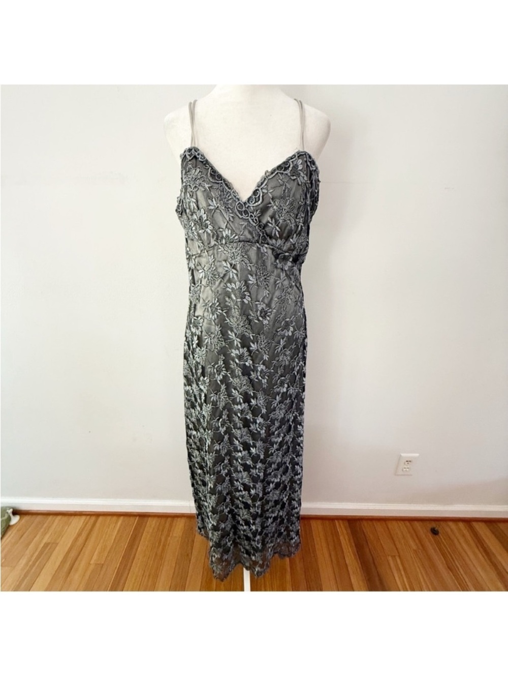 Vintage Women Y2K Lace Babydoll Maxi Dress Size 6 90s Glam Fairy Evening Prom